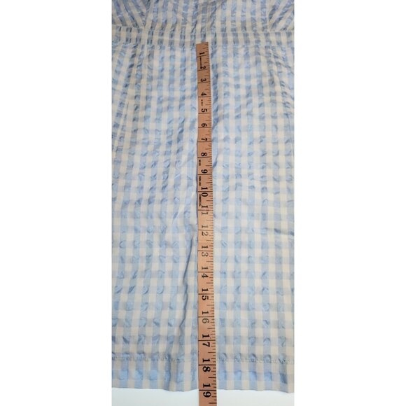 Madewell Sundress Women’s Size 14 Sleeves Plaid White/Blue Lined Midi - Picture 10 of 12